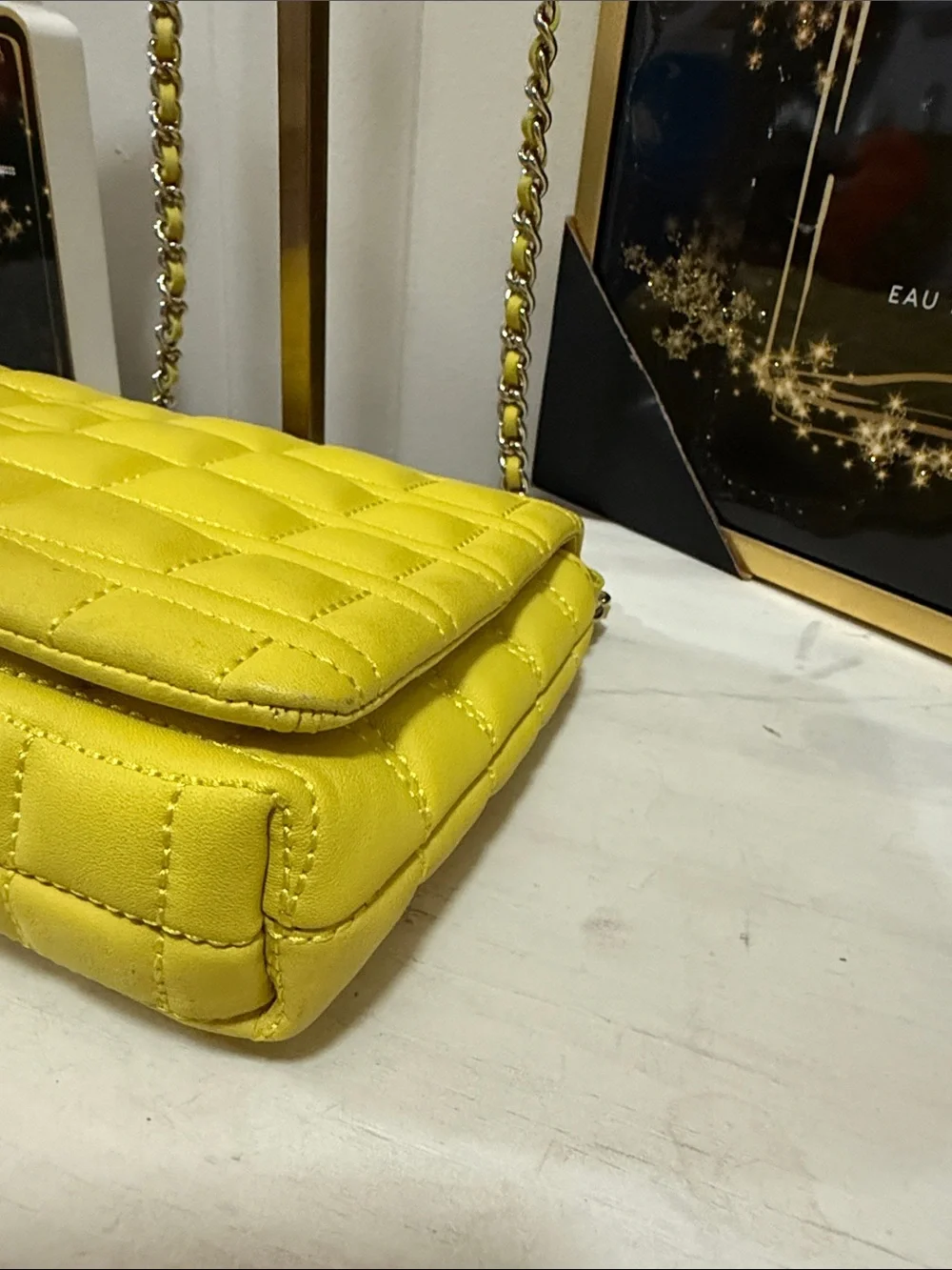 Kate Spade Story Book Yellow Quilted Chain-Handle Crossbody Bag